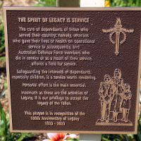 The "Spirit of Legacy" Dedication Plaque at the Tweed Heads Anzac Memorial