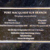 Port Macquarie National Servicemen's Memorial Dedication Plaque