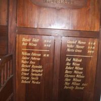 Honour Roll 2 -  two stained wooden panels on a Vestry Stand.