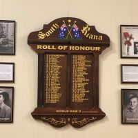 World War Two Honour Board with photos and story on either side of it of the four men from South Riana who made the ultimate sacrifice in World War One and World War Two.
