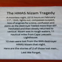HMAS Nizam Tragedy Memorial Interpretative Board Located in the Cape Leeuwin Lighthouse Keepers Cottage