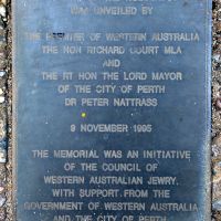 Perth Holocaust Memorial Dedication Plaque