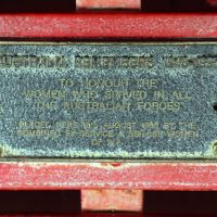 Returned Ex-Servicewomen's Memorial Plaque Attached to Commemorative Bench Seat