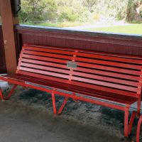 Returned Ex-Servicewomen's Memorial Plaque Attached to Commemorative Bench Seat