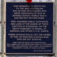 Sandakan Prisoner Of War Memorial Dedication Plaque Kings Park, Perth