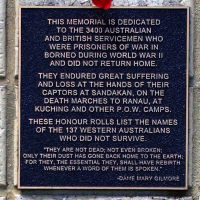 Sandakan Prisoner Of War Memorial Dedication Plaque Kings Park, Perth