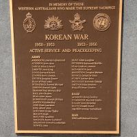 Korean War Memorial Western Australian Personnel Roll of Honour Plaque, Kings Park Perth