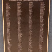 Korean War Memorial Western Australian Service Personnel Roll of Honour Plaque, Kings Park Perth