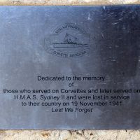HMAS Sydney II Memorial RAN Corvette Association Commemorative Plaque