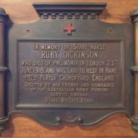 Staff Nurse Ruby Dickinson Memorial Plaque