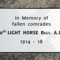 The 10th Light Horse Regiment (1914-1918) Commemorative Plaque at the base of the Desert Mounted Corps Memorial, Albany