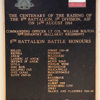 Ballarat Rangers 8th Battalion Plaque