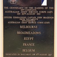 Ballarat Rangers 18th Company Plaque