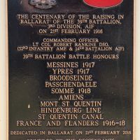Ballarat Rangers 39th Battalion Plaque