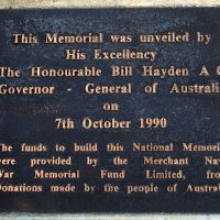 World Wars I and II Merchant Navy Memorial Dedication Plaque