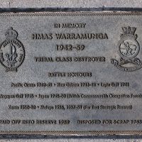 HMAS Warramunga Tribal Class Destroyer Memorial Plaque