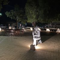 Kneeling soldier in wire