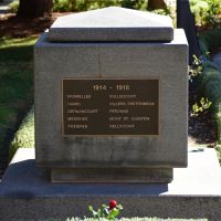 Plaque listing First World War battlefields