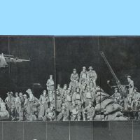 A composite image of the left section of the Anzac Centenary Memorial Walk mural
