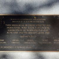 The plaque commemorating those Australians weho took part in the Allied landings at Normandy, June to August 1944