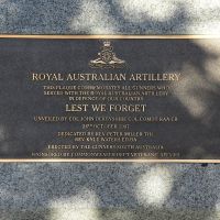 The plaque commemorating the Royal Regiment of Australian Artillery
