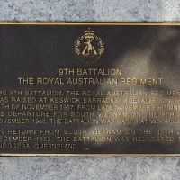 The plaque commemorating the 9th Battalion of the Royal Australian Regiment
