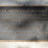 The plaque commemorating those who served in the 7th Australian Division during the Second World War