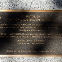 The plaque commemorating those who served in the 4th Battalion of the Royal Australian Regiment