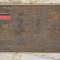 The plaque commemorating those who served in the 7th Australian Infantry Battalion AIF