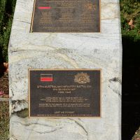 The plaque commemorating the 7th Australian Infantry Battalion shares a plinth with the plaque for the 2/7th Infantry Battalion from the Second World War