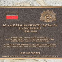 The plaque commemorating the 2/7th Australian Infantry Battalion SWW