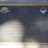 The plaque commemorating those who served in the 27th Infantry Battalion, The S.A. Scottish Regiment during the Second World War