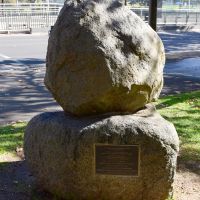 The rear of the Memorial, with commissioning plaque at the base