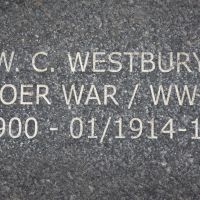 The tile bearing the name of William Charles Westbury. He served in the 6th South Australian Imperial Bushmen during the South African (Boer) War and later in the 50th Australian Infantry Battalion during the First World War. His final rank was Lance Sergeant.