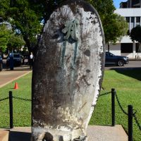A blade of the propellor from USS Meigs, one of the ships sunk during the raid on Darwin in February 1942, forms part of the Fujita family memorial