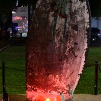 The USS Meigs propellor blade, at night
