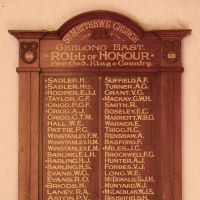 St Matthews Anglican Church Geelong East Roll of Honour