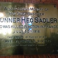 Gunner Hec Sadler Memorial plaque