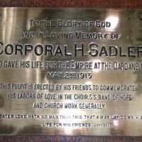 Corporal H Sadler Memorial plaque