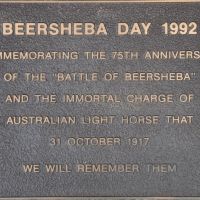 The plaque commemorating the Battle of Beersheba and the charge of the 4th Australian Light Horse BrigadeAustralian Light Horse Charge