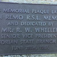 San Remo War Memorial Plaque