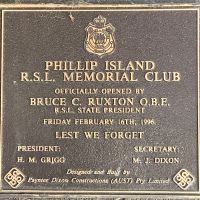 Phillip Island RSL Memorial club Plaque