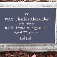Charles Way. Service No. 733. Tree No. 158.( Please Note Original Plaque is missing  this is replica of his record.)