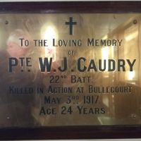 Pte WJ Caudry Memorial Plaque 