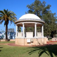 Kingaroy Soldiers Memorial Rotunda with the All Conflicts Mural and the Soldiers Memorial in the Background