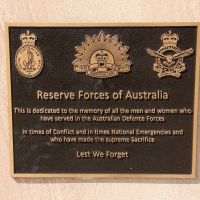 Crows Nest War Memorial Reserve Forces of Australia Memorial Plaque