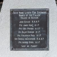 Thangool War Memorial - the names of the fallen