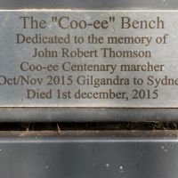 Gooloongong First World War Coo-ee March Bench Seating Memorial Dedication Plaque