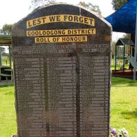 Gooloongong District Rolls of Honour for World War I, World War II, Korea, Malaya, Vietnam and Womens Land Army