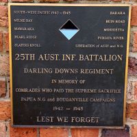 Toowoomba 25th Australian Infantry Battalion Battle Honours and Memorial Plaque